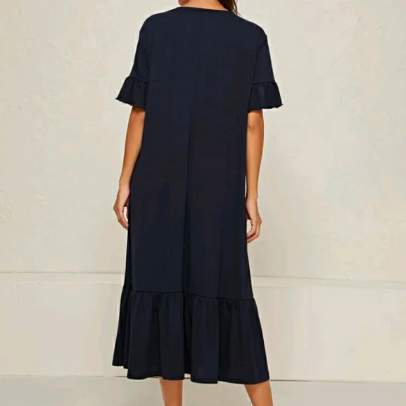 NEW Ruffle Trim Smock Dress - Picture 2 of 6